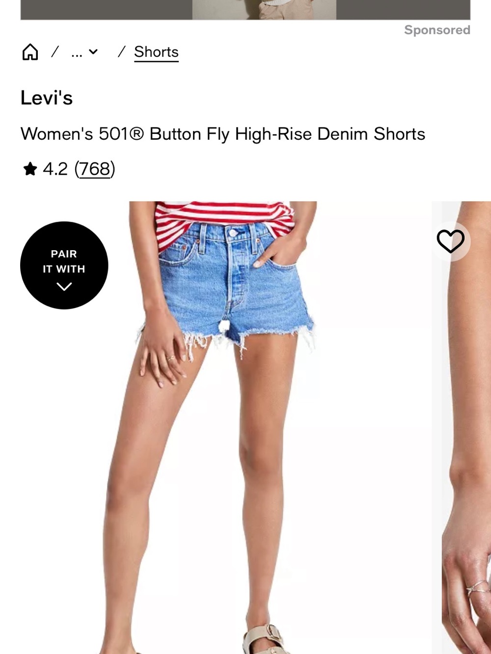 Levi's Light Blue High-Rise 501® Button-Fly Denim Shorts